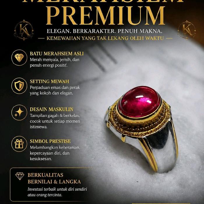 Cincin Pria-Batu Akik Merah Siem-Rings titanium
