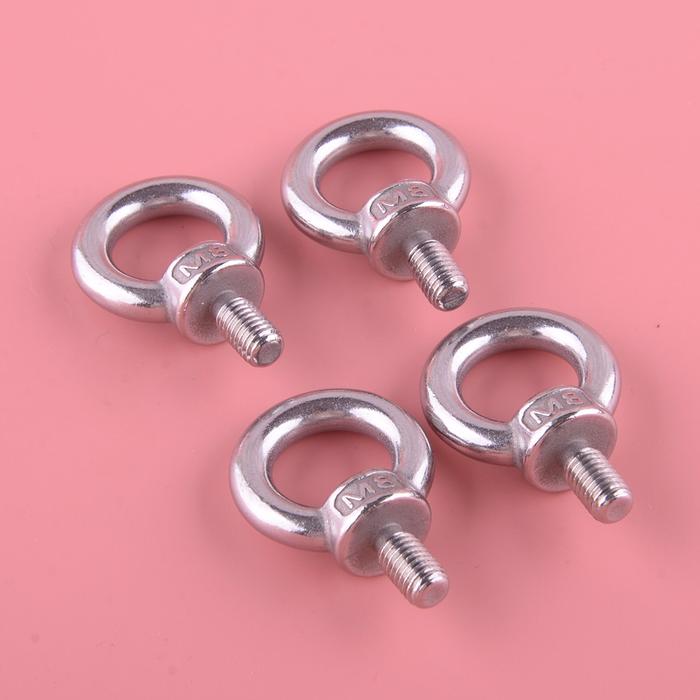 4pcs M8 Thread Eye Bolt 304 Stainless Steel Silver Fit for T & C