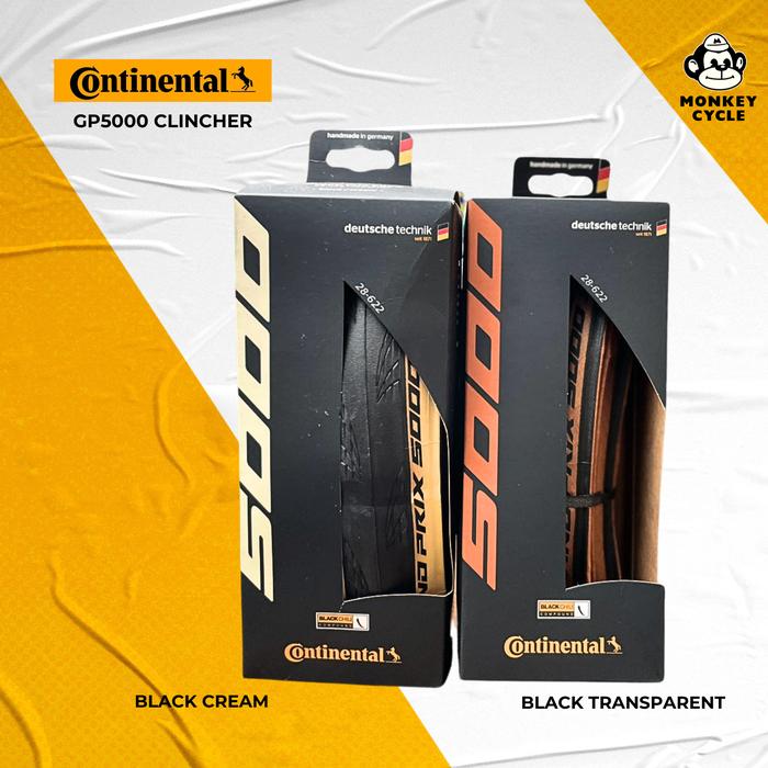 Ban Luar Continental Gp5000 Clincher  - Black Cream dan Black Transparents