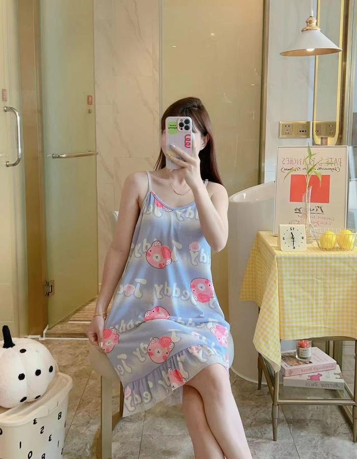 Daster Piyama Baju Tidur Wanita Mini Dress Tanktop Cup Bra Dress Rumah Dress Tidur Daster Dress Sexy