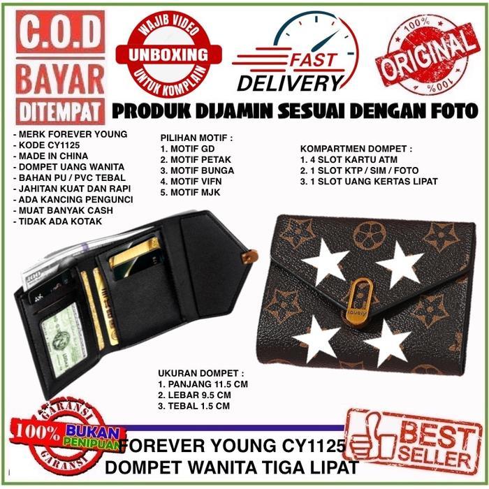 Forever Young CY1125 Dompet Uang Lipat Wanita 3 Lipatan Bahan PVC Tebal Muat Banyak