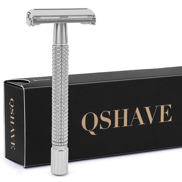 Qshave Double Edge Safety Razor Classic Safety Razor silver color