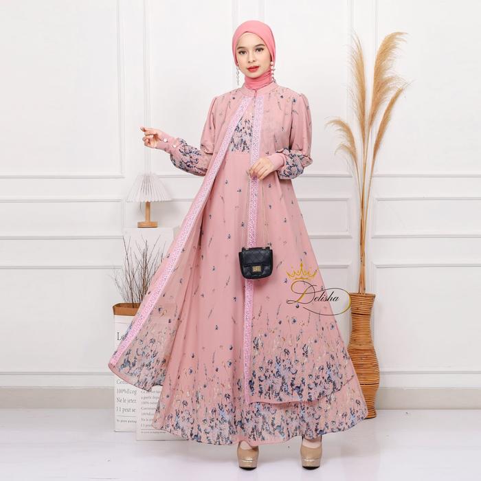 Delisha - Arrumi Dress / Gamis Coksu Ceruty Baby Doll Premium Berfuring Mewah Busui