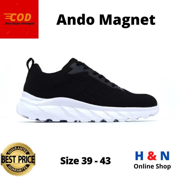 H&N Online Shop - Sepatu Sneakers Pria ANDO MAGNET - Size 39-43 Canvas Hitam Olahraga Casual