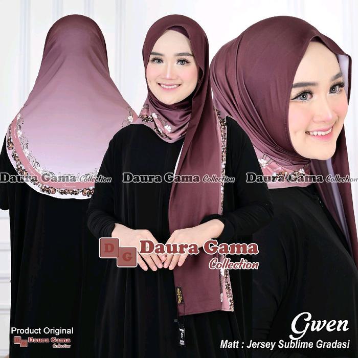 DAURA GAMA-HIJAB INSTAN GWEN INER NYATU PASMINA BAHAN JERSEY SUBLIM GRADASI ORI DAURA GAMA Muslim Ke