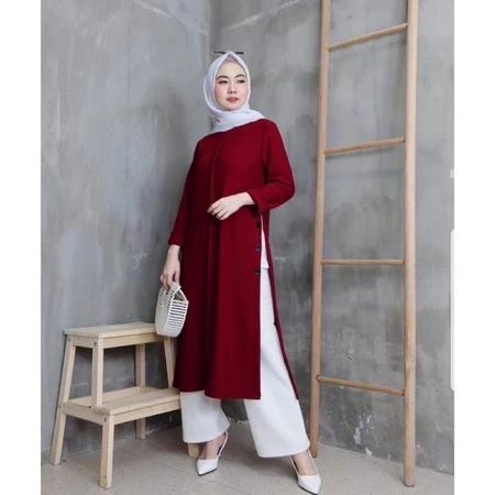 TUNIK ZALIFA || STYLE WANITA HIJAB || KOREAN STYLE || BAHAN ITY CREP PREMIUM