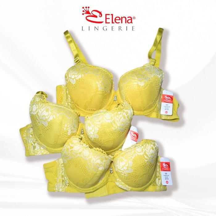 Elena Bundle Bra 3 Pcs Cup Besar Push Up 3/4 Kawat E 28730 Size 40B 42B Motif Renda Pakaian Dalam Wa