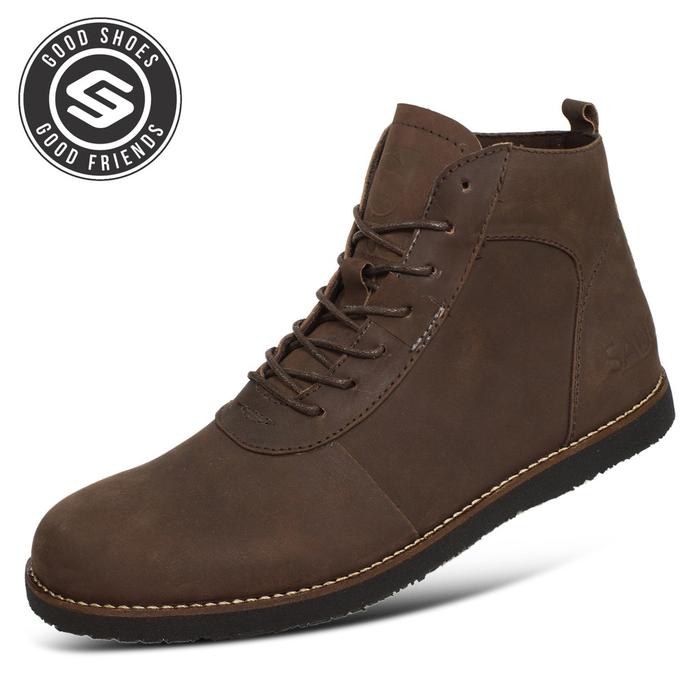 SAUQI FOOTWEAR BRD boots kulit asli CH sepatu pria semi boots - COKLAT