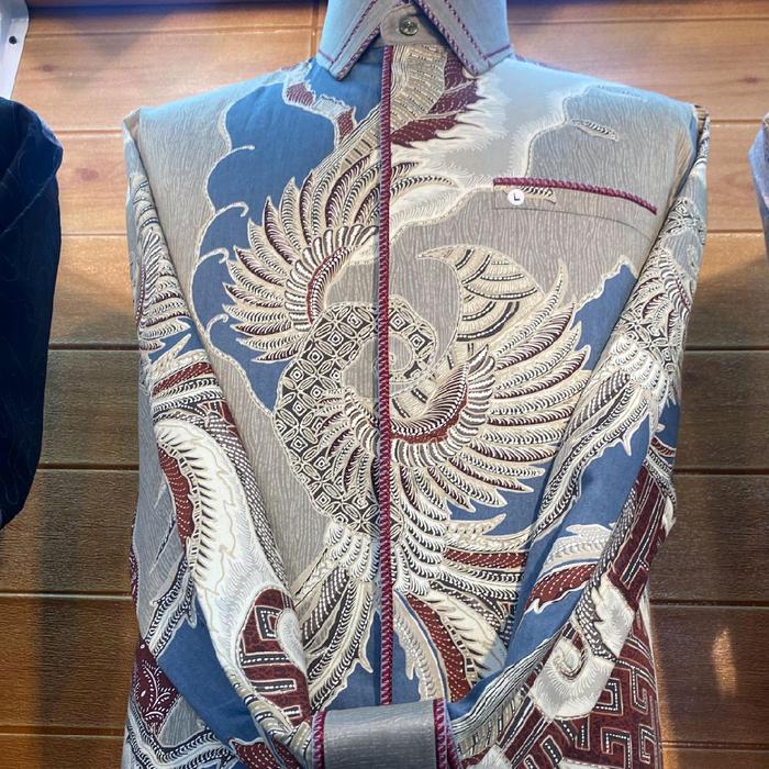 KEMEJA BATIK SMOCK BORDIR KATUN SILK PREMIUM FULL TRIKOT PREMIUM thamrin city Baju Kerja Cowok Panja