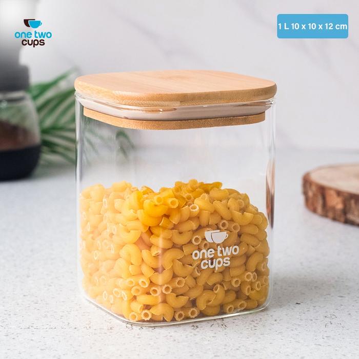 Toples Kaca Penyimpanan Makanan Kedap Udara Storage Jar 1L-10x10x12cm - 7RHZZ8TP Transparent