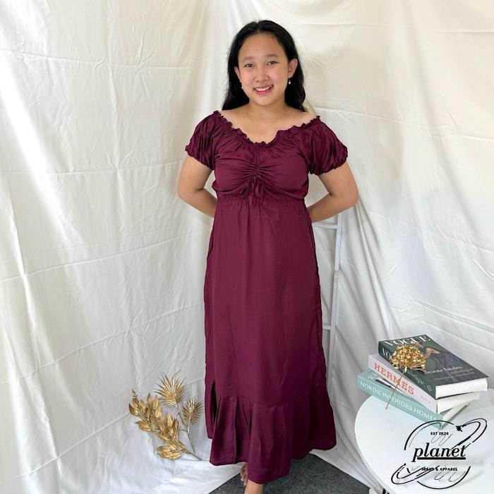 DASTER WANITA DASTER POLOS KERUT DADA LENGAN PENDEK DASTER PANJANG RAYON RUMAHAN SANTAI DASTER BALI 