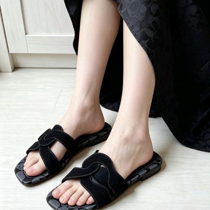Sendal Wanita G.E.S Cch Suede Kode 435 Full Embos Insole Karet Non Slip,Uk Normal dr No.37,38,39,40 