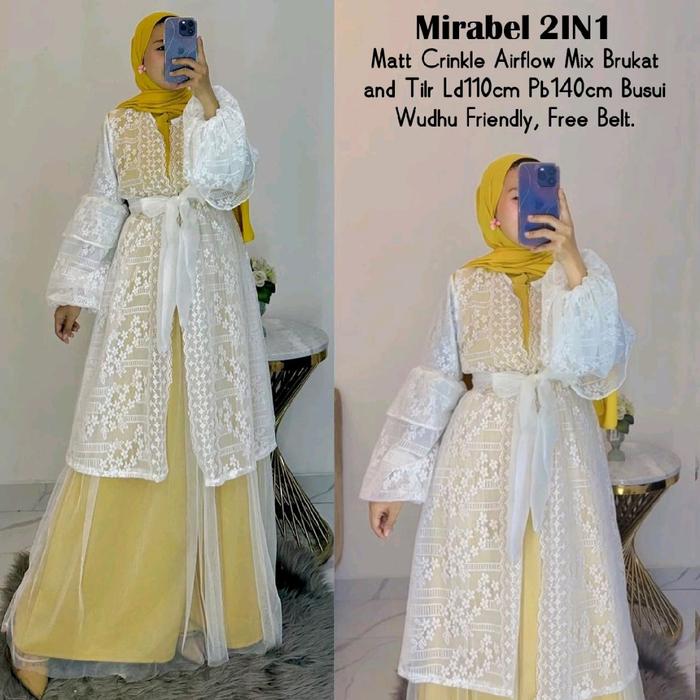 Mirabel 2in1 gamis set wanita mix outer brukat