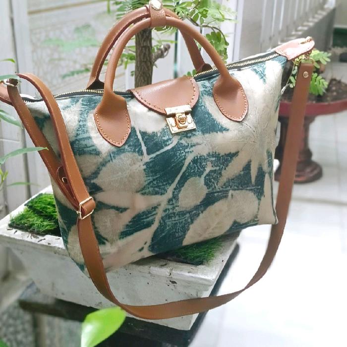 tas kain handmade ecoprint mix kulit sapi
