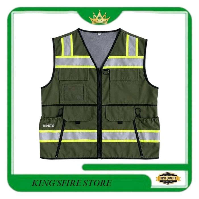 ROMPI SAFETY WARNA HIJAU ARMY SCOTLITE 3M - ROMPI SAFETY BAHAN TASLAN - ROMPI SAFETY CUSTOM