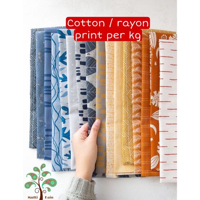 Multi Kain rayon katun print dan lainnya per kilo kiloan kg sisa garmen