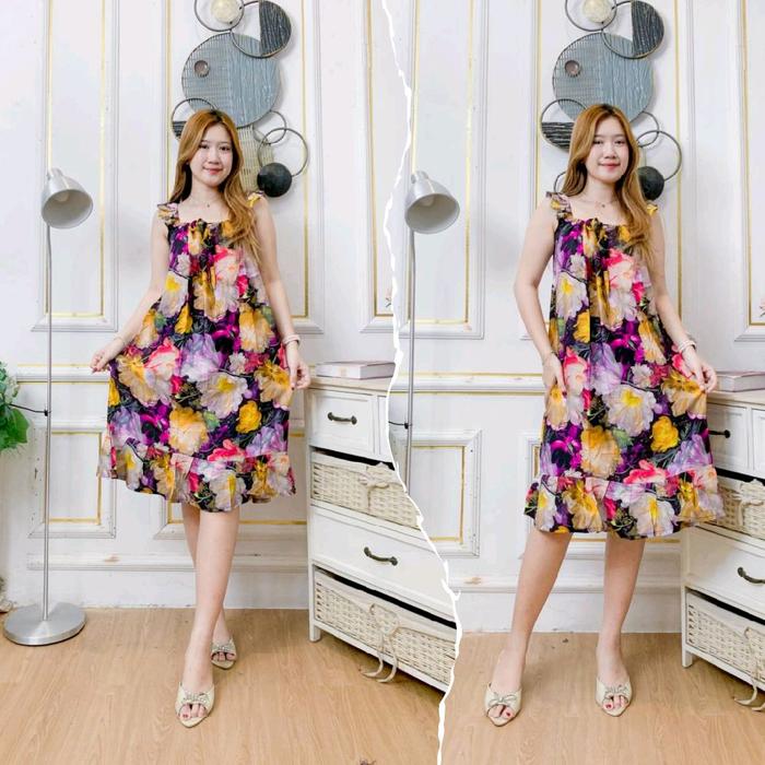 daster Ghea Wanita Bumil Dewasa Bali Rok Panjang Singlet Hitam Katun - Dress, Pendek, Motif, Lingeri