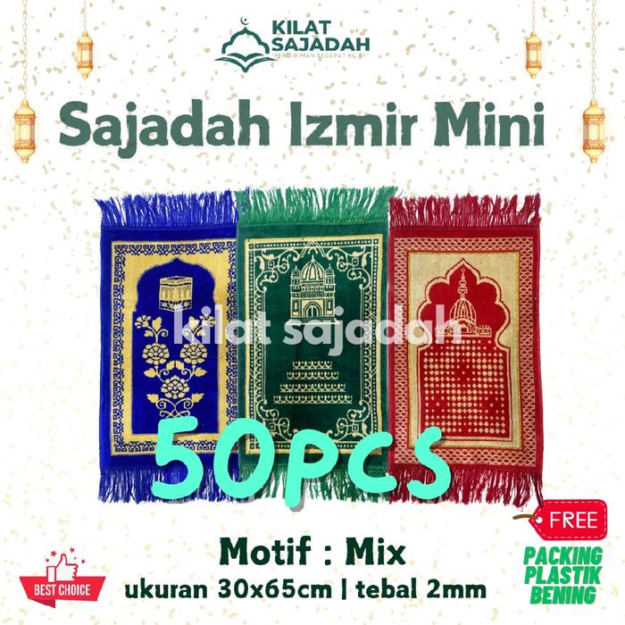 [CUSTOM SABLON] 50Pcs Sajadah Bludru Mini Sajadah Muka Mini Ukuran 30x60cm Bludru Mini Muka Bahan Ha