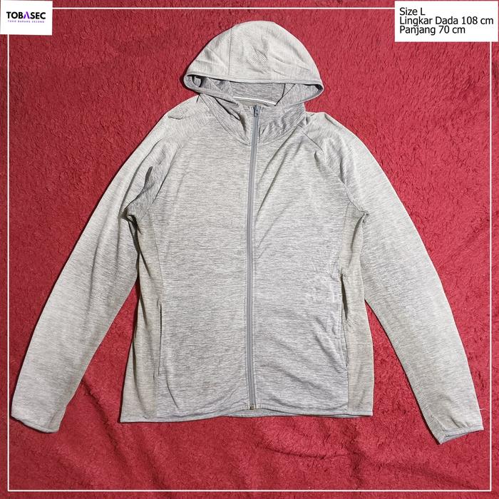 Jacket Hoodie Running Sport Uniqlo Warna Abu Size L