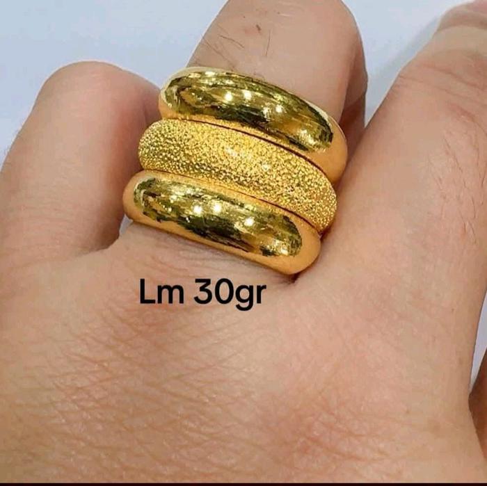 cincin lilit belah rotan 3 tingkat ukir pasir