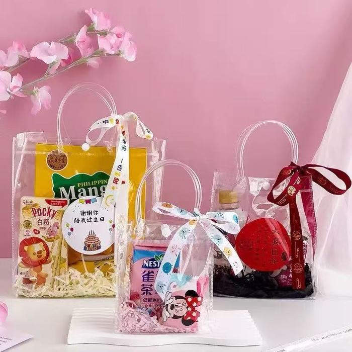 GOODIE BAG ULTAH TAS MIKA PVC TRANSPARANT TAS HAMPERS ULTAH TAS SOUVENIR MIKA PVC TRANSPARAN GOODIE