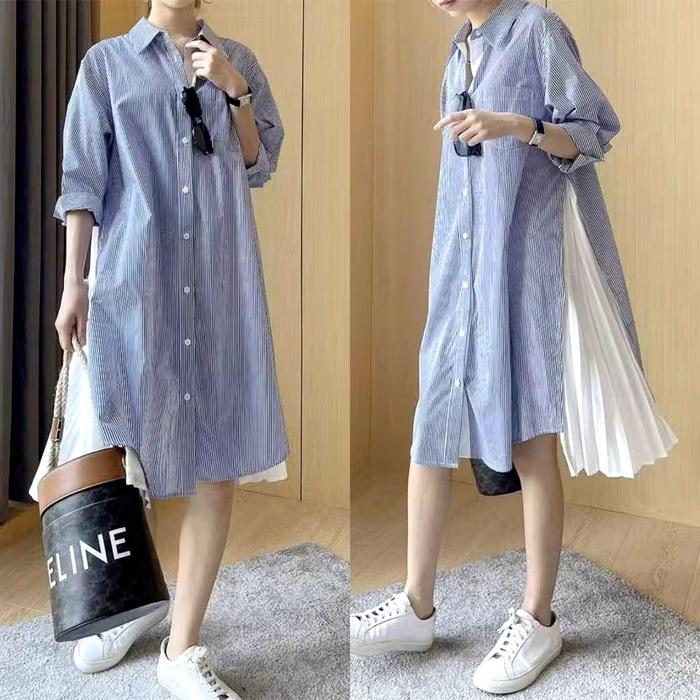GHIA ATASAN TUNIK WANITA HIJABERS PREMIUM PLISKET DAN KATUN GARIS SALUR IMPORT