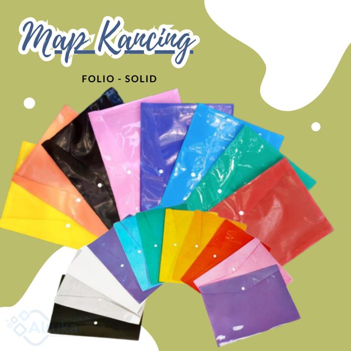 Map Plastik Kancing Folio Warna Solid R&R