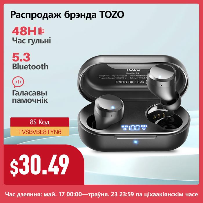 TOZO T12 Bluetooth Earphones ,Wireless Earbuds With Premium Sound
