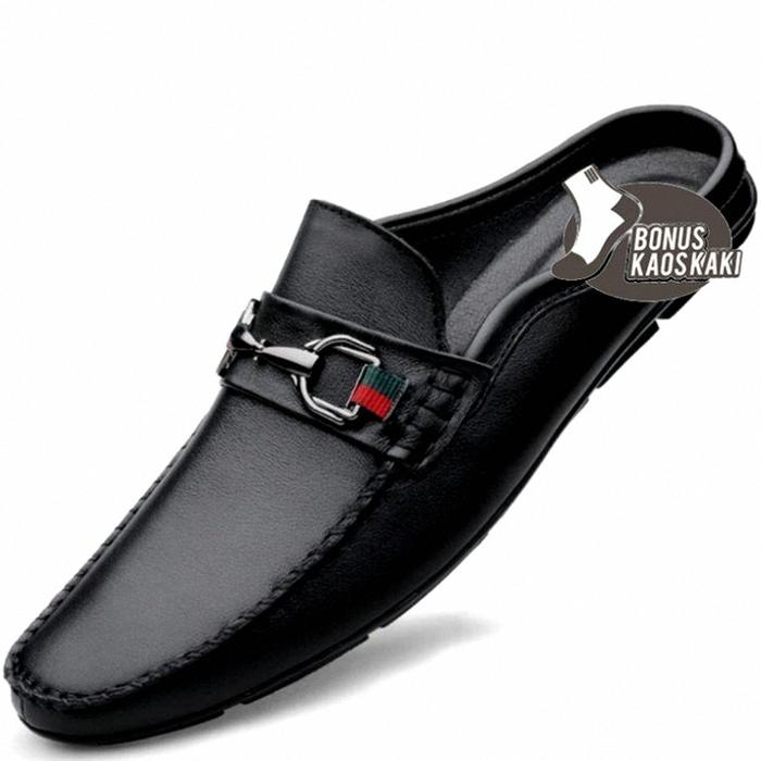 SEPATU PRIA TERBARU PANTOFEL STEVEN KULIT WARNA HITAM PILIHAN KERJA KANTOR PRIA | Hot Item