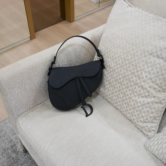 Dior Saddle Medium Black Ultramatte Calfskin With Strap 2020 GARANSI 100% AUTHENTIC
