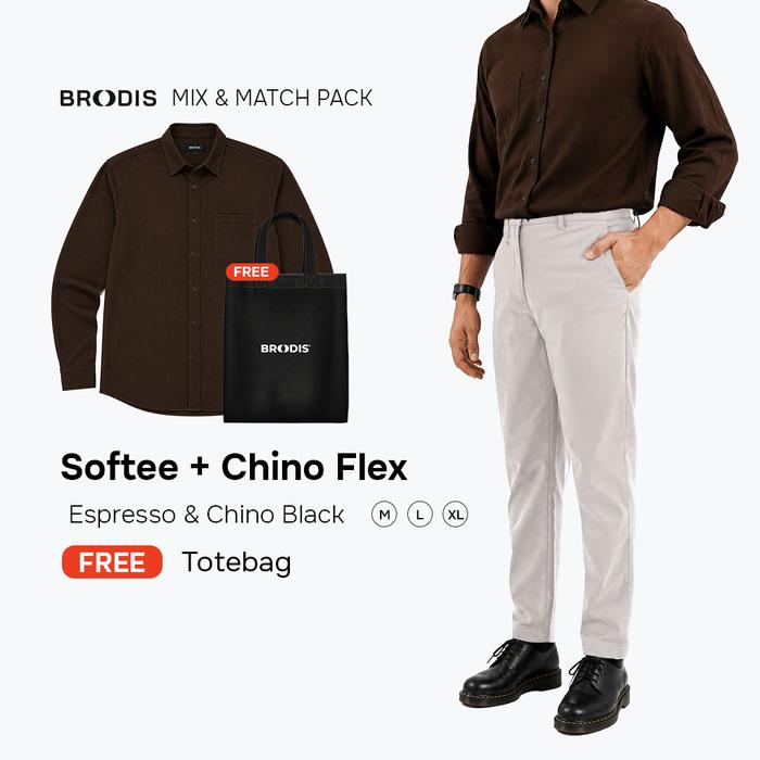 Broodis WFC Bundle | Chino Flex + Kemeja Softee Outfit Kerja Kasual 2 Artikel FREE Goodie Bag | Espr