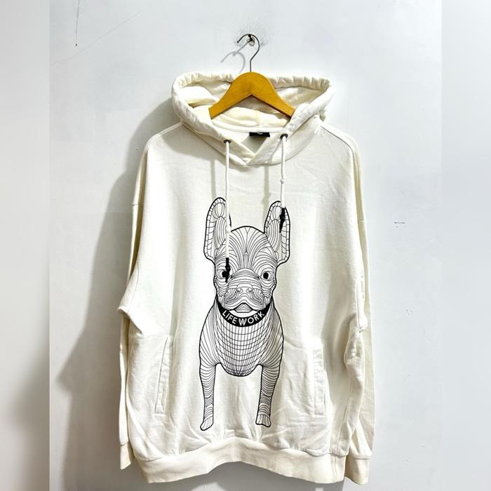 Hoodie “Life Work” White Colour