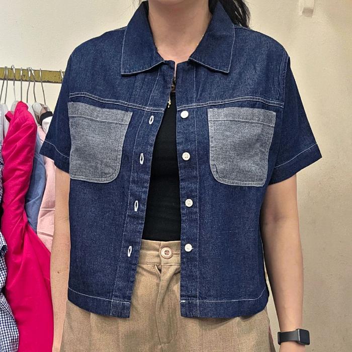 doki 108 denim - kemeja bahan denim ld 108