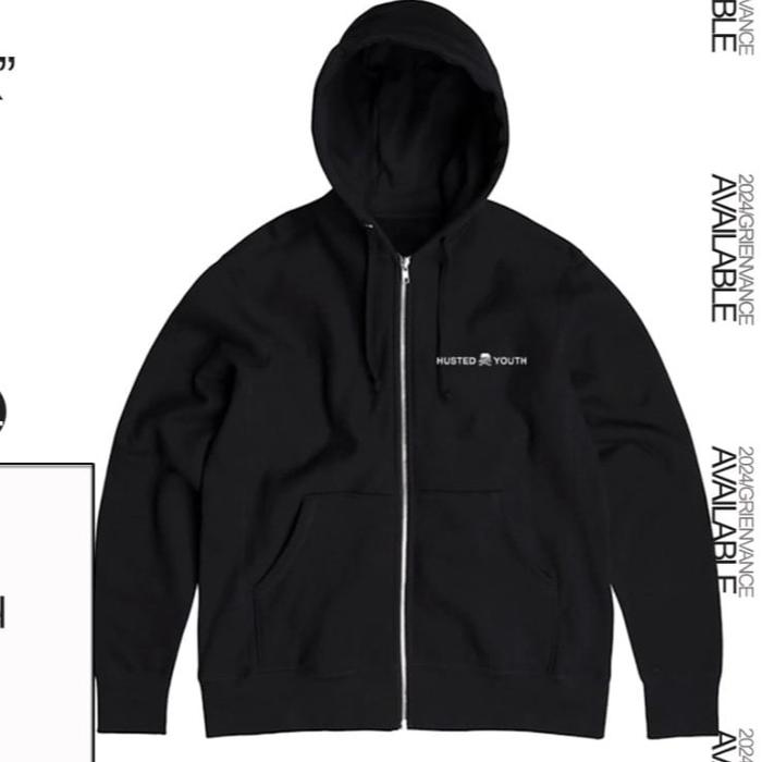 Ziphood Husted Youth "Murla Black" Jaket Hoodie Hitam Bahan Cotton Fleece Berat 280gsm Dilengkapi La