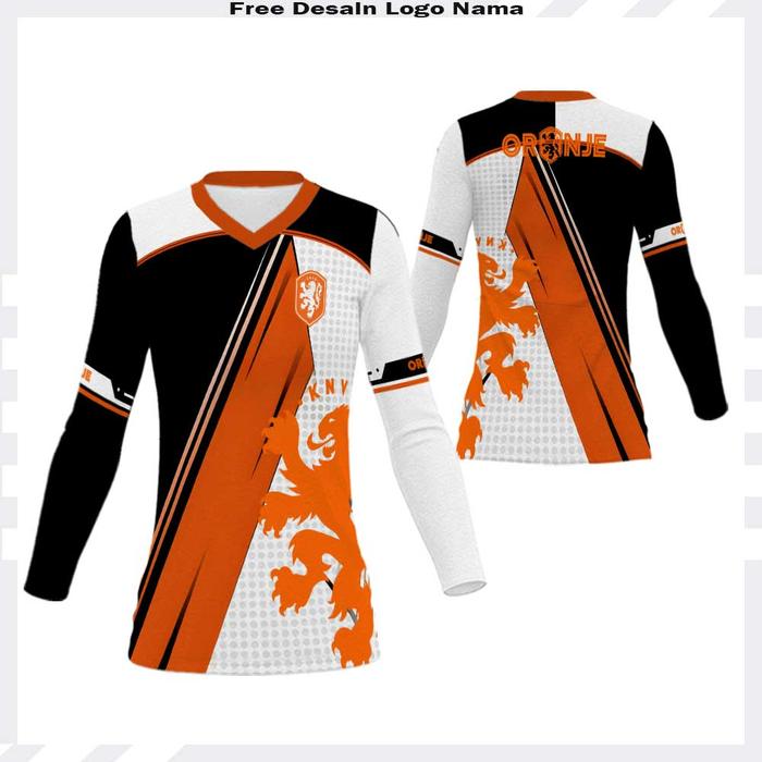 Baju Tunik Polo Jersey Oranje Sepak Bola Kaos Tunik Belanda Piala Dunia 2026 Fullprint Custom