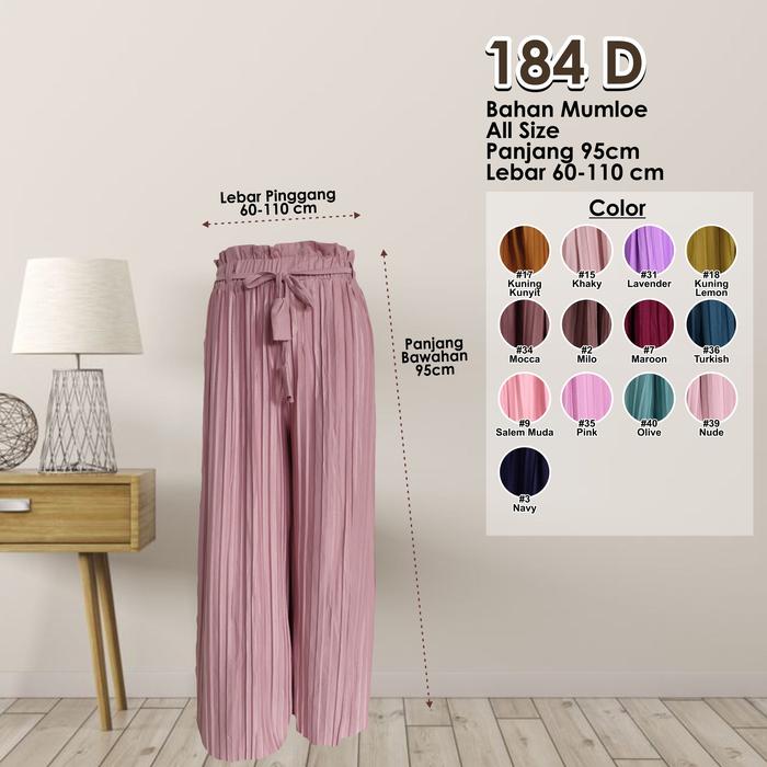 CELANA KULOT TALI PLISKET WANITA PREMIUM MODEL LURUS BAHAN MUMLOE - 184D