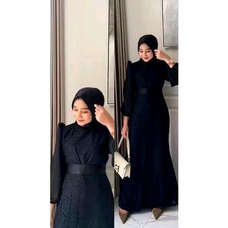 Abaya turkey hitam Muslimah Gamis Kondangan Lamaran Bridesmaid Pesta Elegan Modern