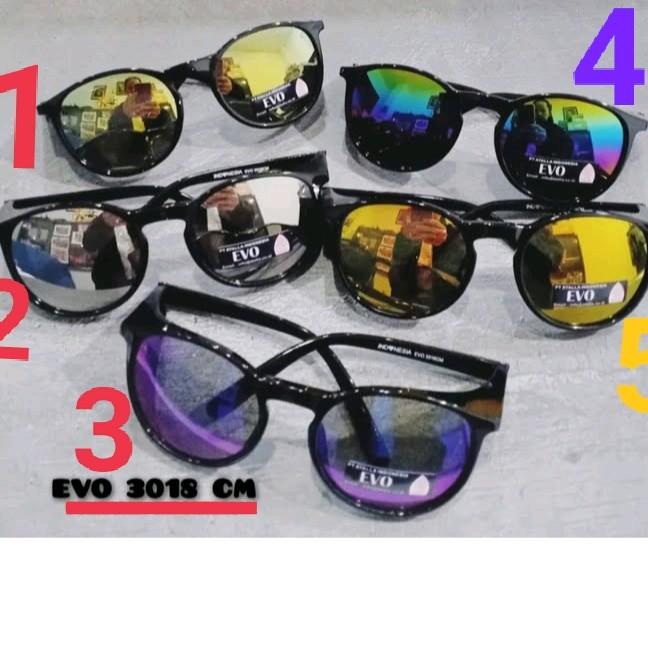 KACAMATA EVO 3018 CM MODEL RETRO LENSA MIROR TERSESIA 5 WARNA LENSA KUNING,  SILVER, UNGU BIRU, PELA