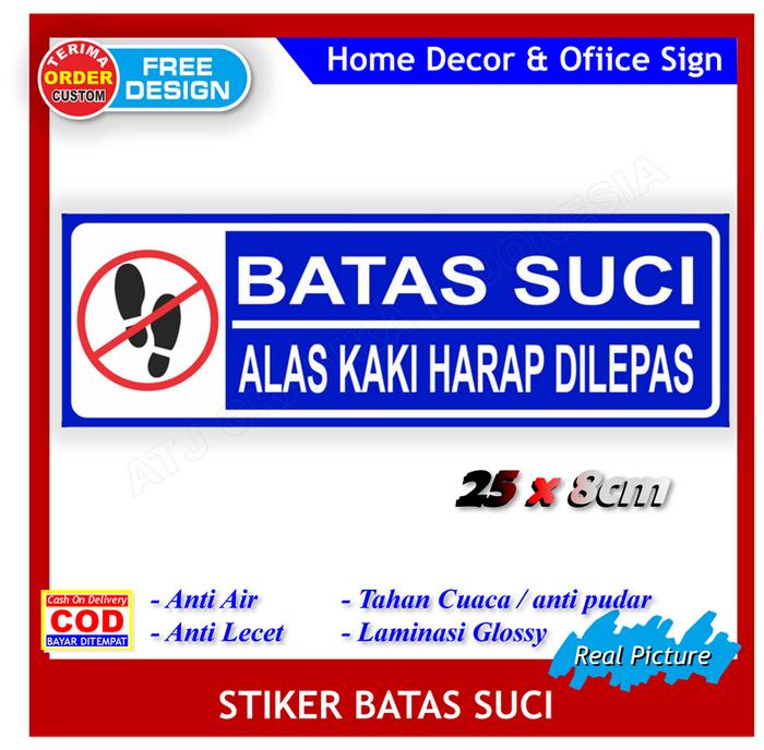 Stiker batas suci biru alas kaki harap dilepas kebersihan lantai sticker copot sandal sepatu
