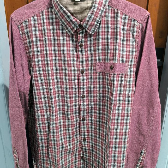 Kemeja Pria Thursday Island Kotak Kombinasi Maroon Size L Second Original