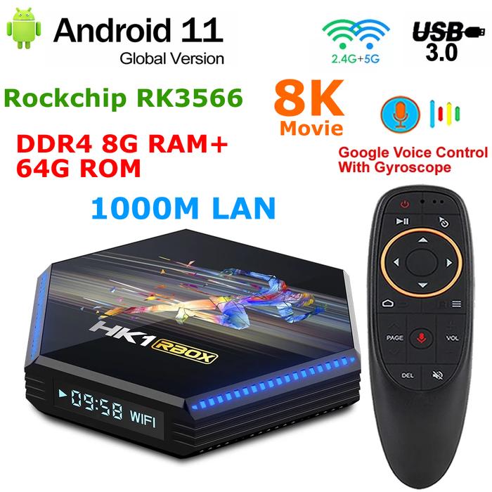 HK1 RBOX R2 Android 11 TV BOX RK3566 DDR4 8GB RAM 64G ROM 1000M Lan