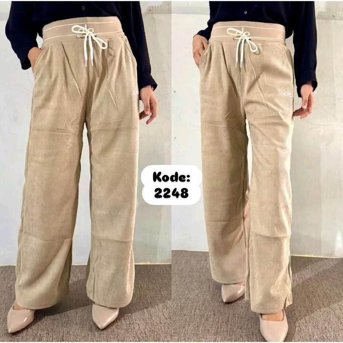 CELANA CORDUROY WANITA IMPORT  HIGH WAIST MODEL ALO 2248 # Legging Pendek