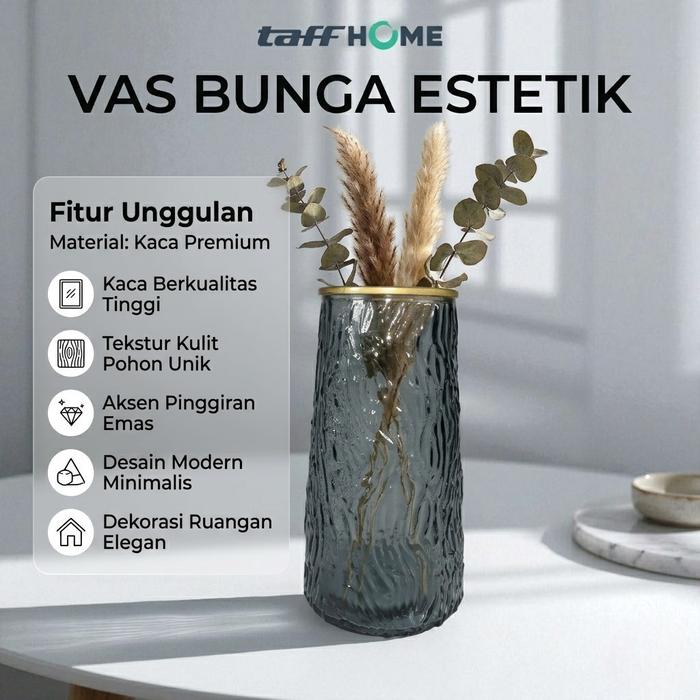 Cahaya Mall - Vas Bunga Motif Kulit Kayu | Dekorasi Interior Ruang Tamu | Pot Hias Aesthetic