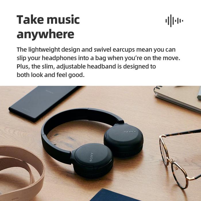 Sony WH-CH510 Black Headset Wireless Bluetooth High Quality Stereo