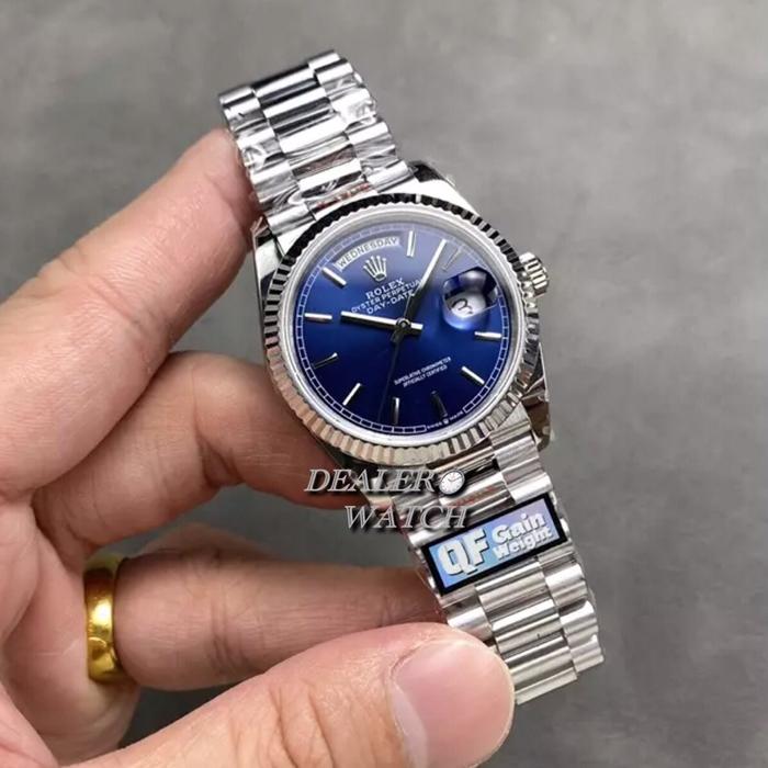 QF Factory V5 RolexDay-Date Blue Dial White Gold 36mm 128236