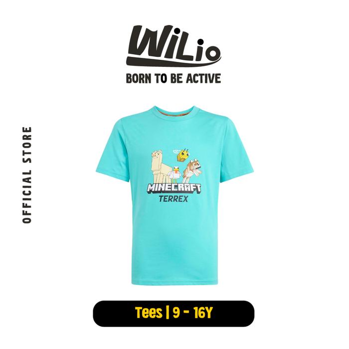 ADIDAS Minecraft Terrex T-shirt JZ3588 - Kaos Anak (Biru)