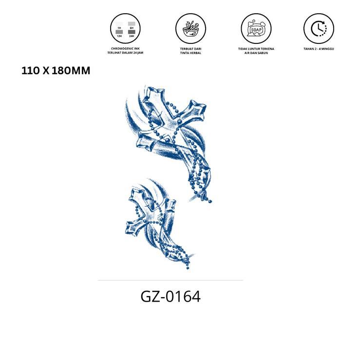 Etalase 40 Tato temporer premium semi permanen tattoo fruit ink tattoo salib [BESAR] temporary - GZ-