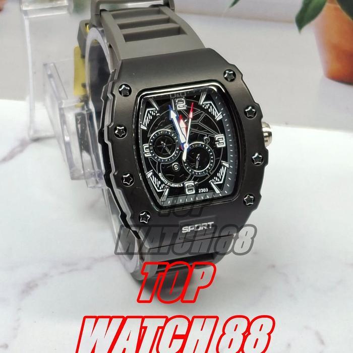 Jam Tangan Pria Sporty Treding Original QQ Model RM Chorono Variasi { FREE GELANG } COD - Terbaru Ja