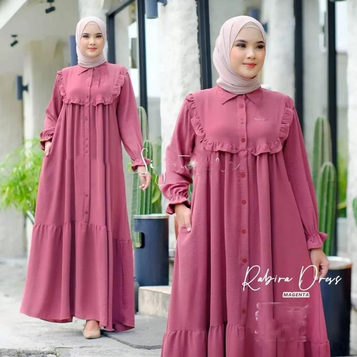 [ BISA COD ] Rabira Dress  / Baju Gamis Wanita Matt Crinkle Terbaru 2022 / Dress Muslim Wanita Kekin