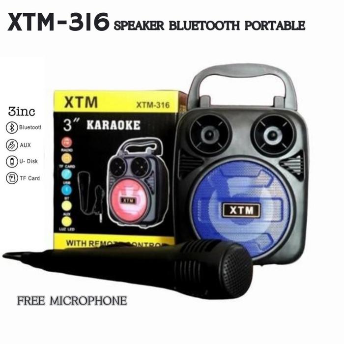 [ Aurorashop88 ] Speaker Bluetooth  Karaoke XTM-316 + Mic Karaoke | Wireless Bass Speaker